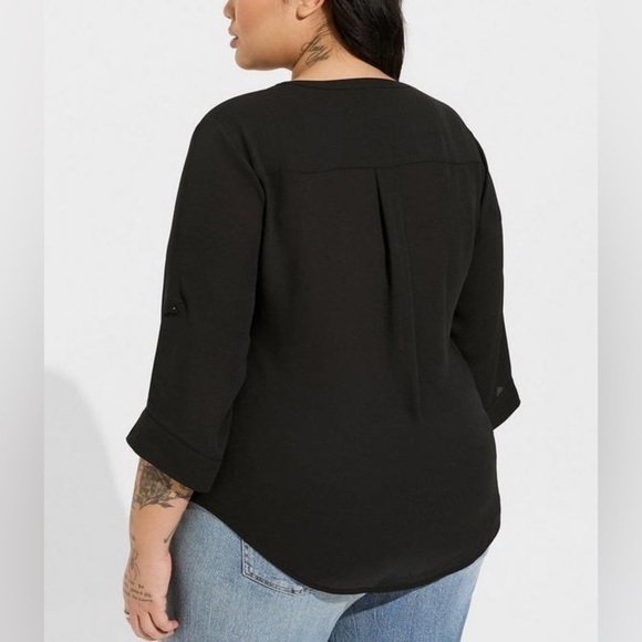 Torrid Black Blouse Harper Georgette Pullover 3/4 Sleeve Office Career Sz 5XL - Picture 7 of 10